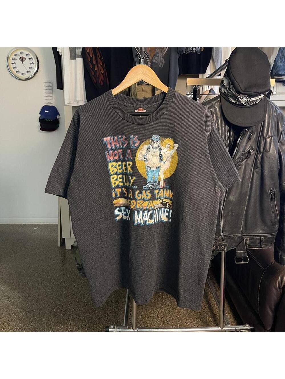 Vintage 80s Harley Davidson Pinup Sex Machine Shirt